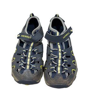 Merrell Kids Closed-Toe Sandals Size 1M Navy/Yellow Leather/Textile Upper